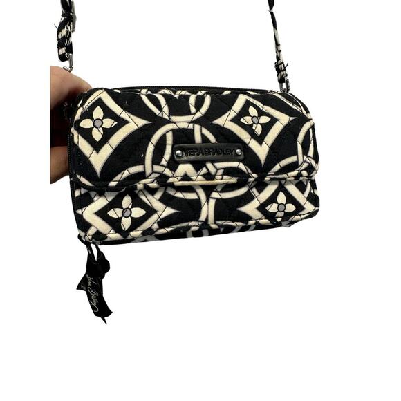 Vera Bradley Crossbody Wallet Purse Concerto Black White Pattern - Picture 3 of 10